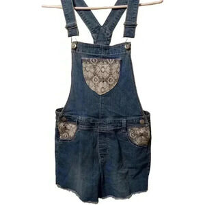 Girls Jordache Bib Overalls With Lace Inserts, Size 14/16.